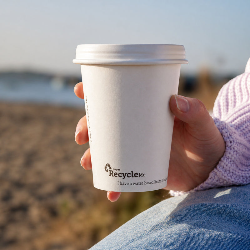 Load image into Gallery viewer, AQ Lined Recyclable – White Single Wall Coffee Cup Range