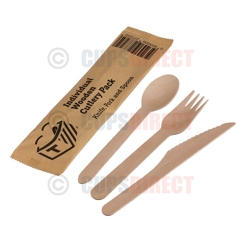 Load image into Gallery viewer, Wooden Cutlery Pack, Knife, Fork and Spoon