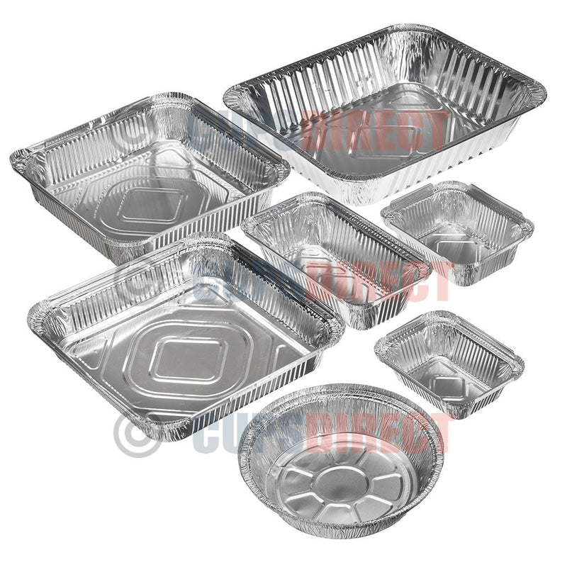 Load image into Gallery viewer, Assorted aluminium foil trays in multiple sizes for catering and takeaway