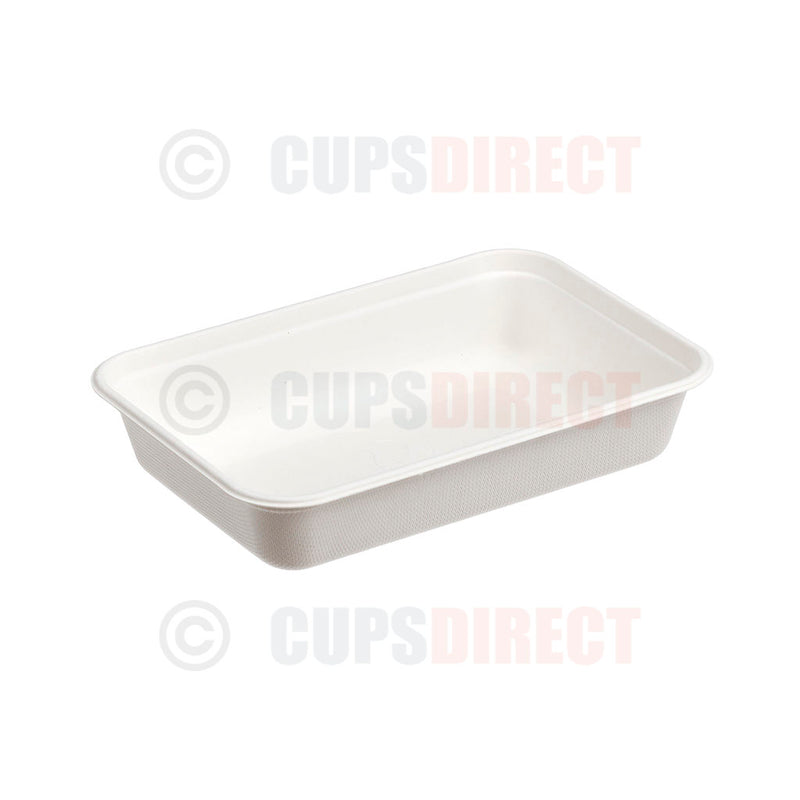 Load image into Gallery viewer, Small bagasse compostable food tray made from moulded fibre for takeaway service