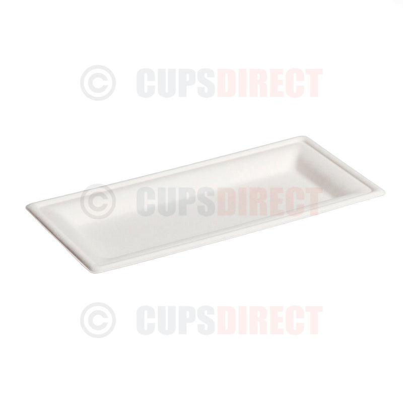 Load image into Gallery viewer, Large rectangular bagasse disposable plate for food service