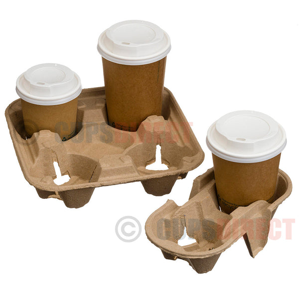 Pulp Carry Tray Range - Paper Cup Holders 2 or 4 Cup Trays