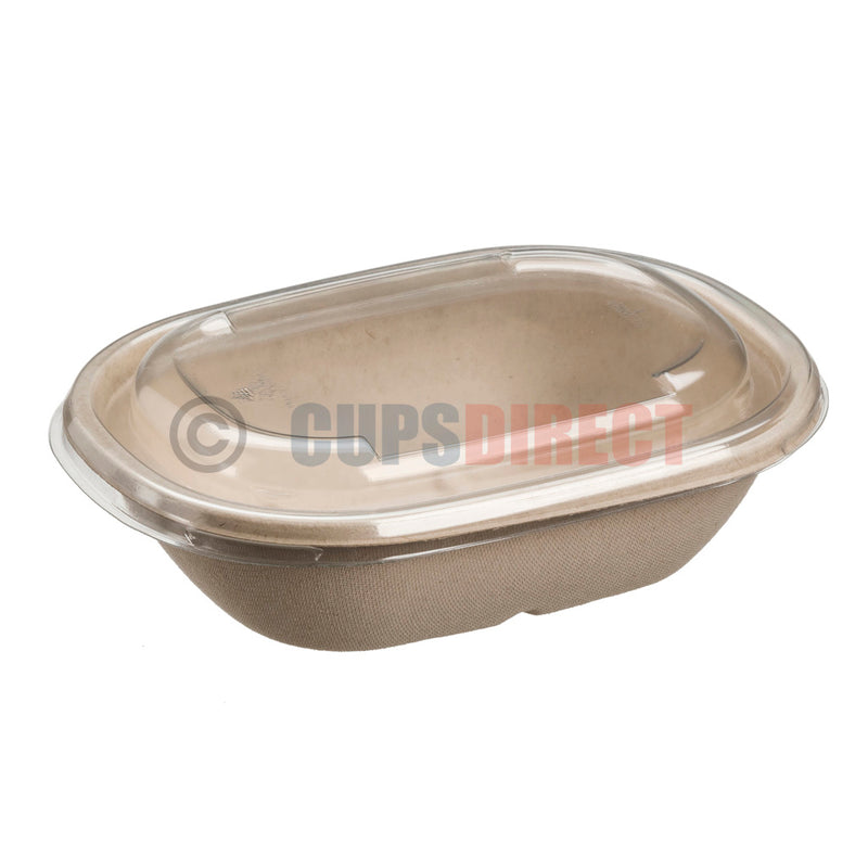 Load image into Gallery viewer, 620ml 40mm deep Sabert BePulp eco street bowl with lid