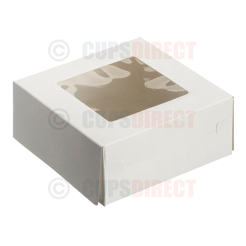 Load image into Gallery viewer, 7 inch white windowed cake box designed for larger cakes