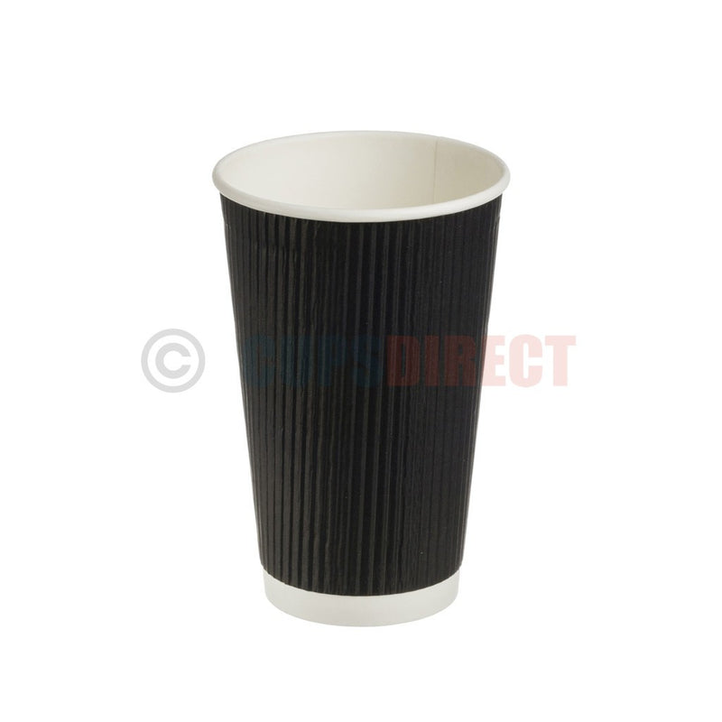 Load image into Gallery viewer, 16oz black ripple weave paper hot cup ideal for serving hot beverages