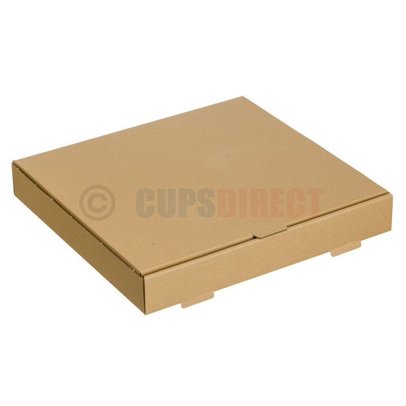 Load image into Gallery viewer, Kraft brown pizza box shown closed with hinged lid