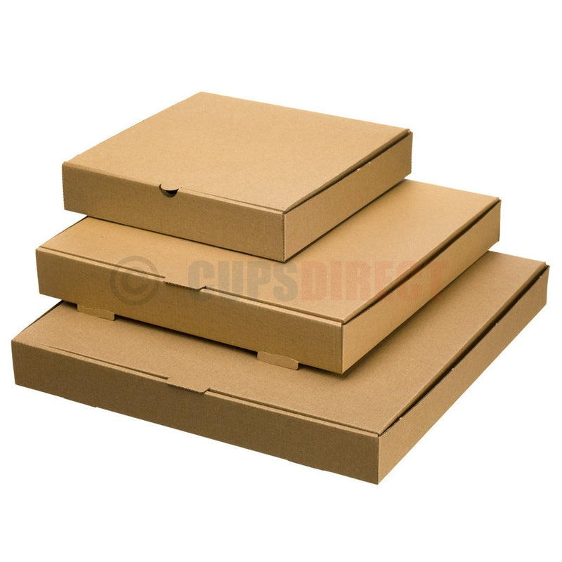Load image into Gallery viewer, Group image of kraft brown pizza box range with hinged lids