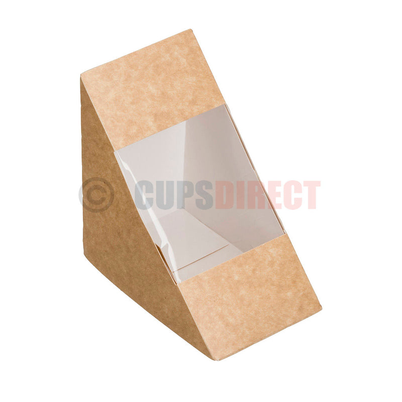 Load image into Gallery viewer, Kraft sandwich wedge box 75mm depth for larger sandwiches