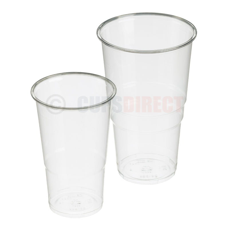 Load image into Gallery viewer, Group image of RPET recyclable oversized beer cups in 12oz and 22oz sizes