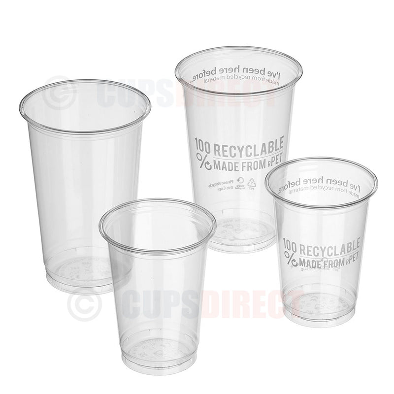 Load image into Gallery viewer, Clear rPET recyclable pint and half pint plastic glasses, sustainable and reusable beer cups