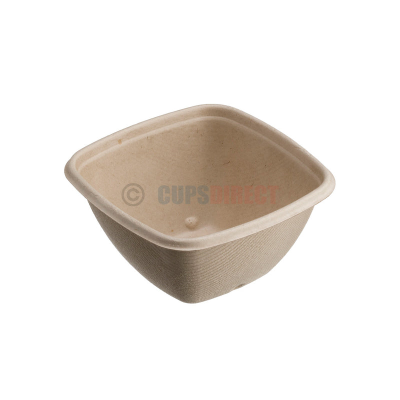 Load image into Gallery viewer, 500ml Sabert BePulp compostable square bowl for hot and cold meals