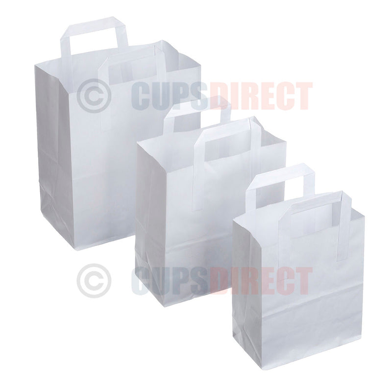 Load image into Gallery viewer, White paper SOS handle bag range showing multiple sizes