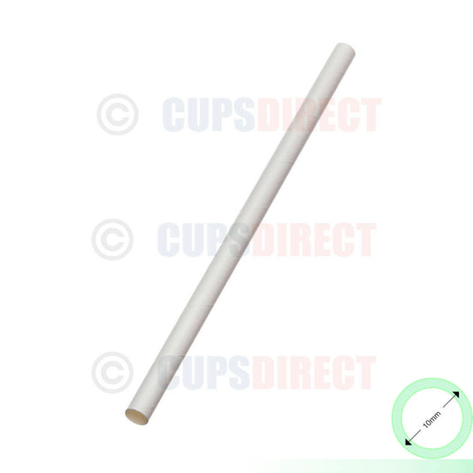 10mm white jumbo paper straw suitable for thick drinks and smoothies