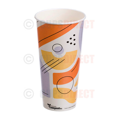 22oz GeoChill eco single wall paper cold cup for takeaway cold beverages