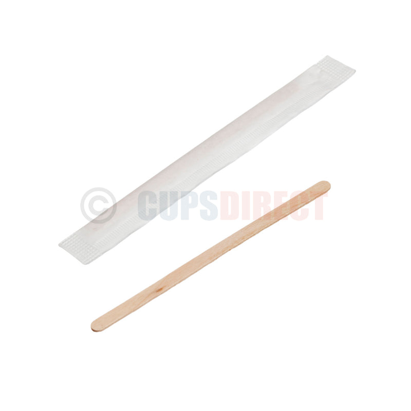 Load image into Gallery viewer, 5.5 inch individually wrapped wooden drink stirrers for hot beverages
