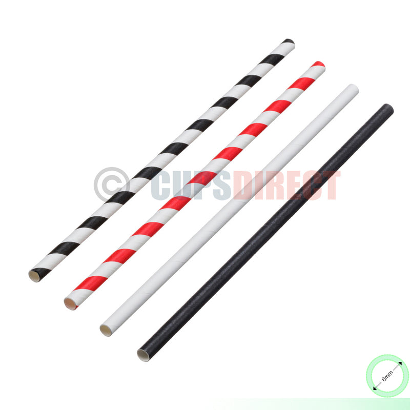 Load image into Gallery viewer, Group image of 6mm paper drinking straw range showing assorted colours and styles
