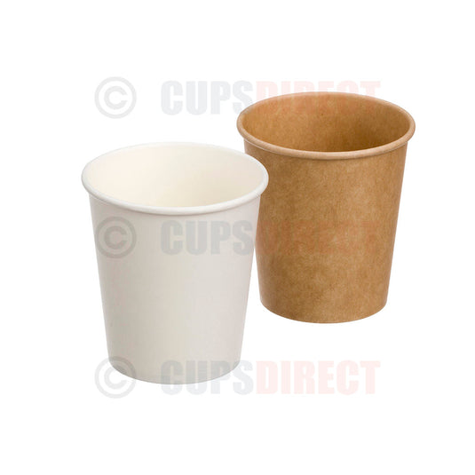 Group image of 7oz white and kraft sauce cups without lids