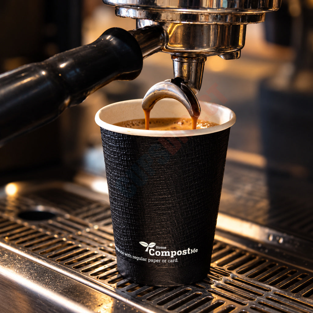 AQ Lined Recyclable – Black Embossed Double Wall Coffee Cup Range
