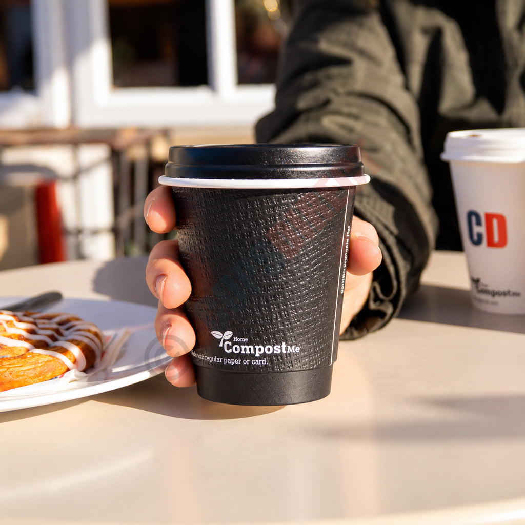 AQ Lined Recyclable – Black Embossed Double Wall Coffee Cup Range