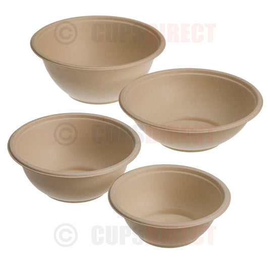 CupsDirect range of Plant Fibre Pulp Bowls for Salads, Poke Bowls and Food-to-Go
