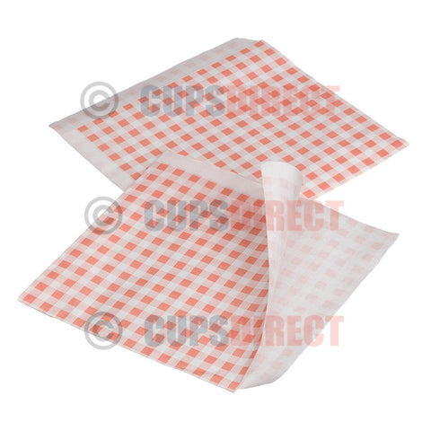 Greaseproof Bag Open Sides - Red Gingham