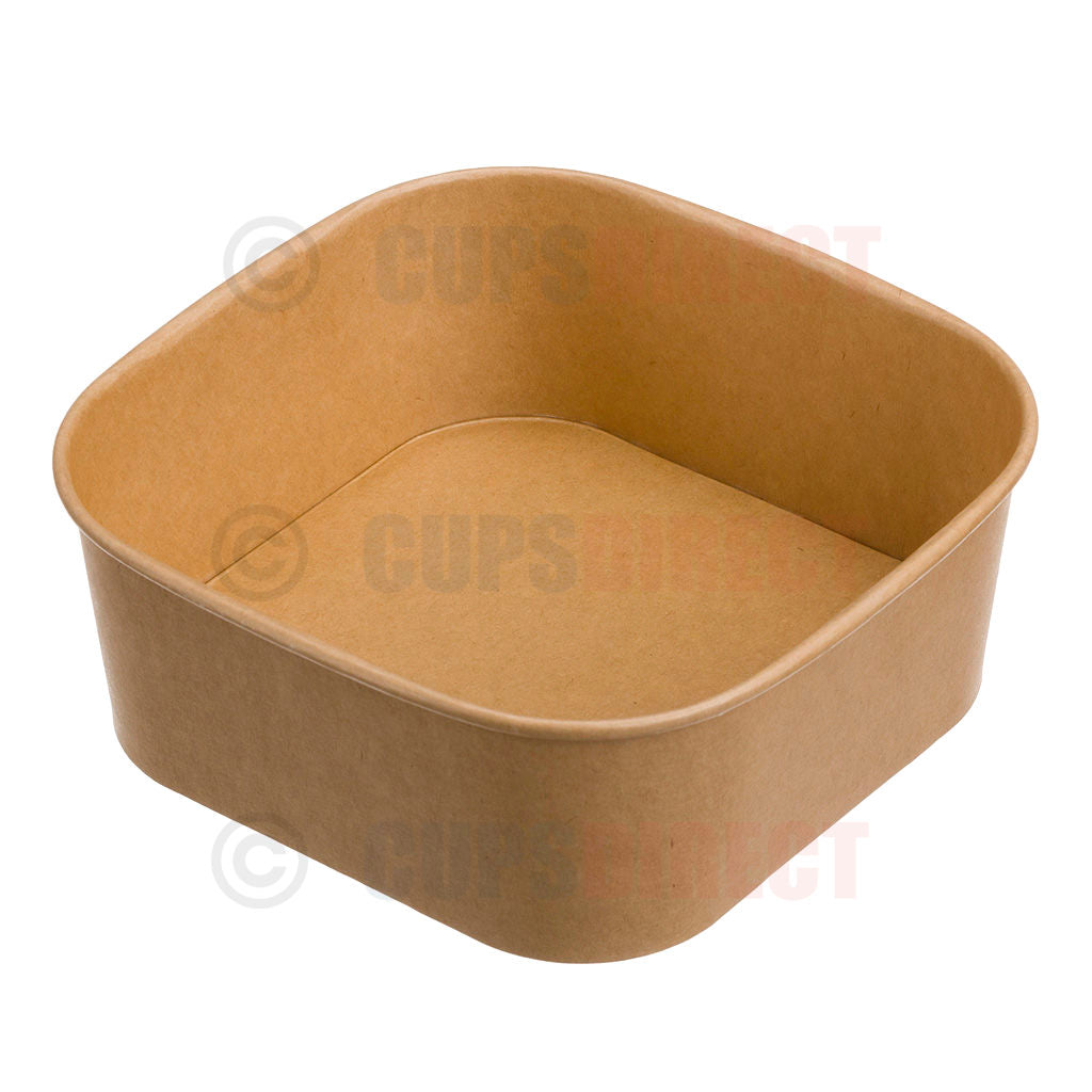 Kraft Square Paper Bowls, 500ml, 650ml, 1000ml, 1300ml - Microwavable ...