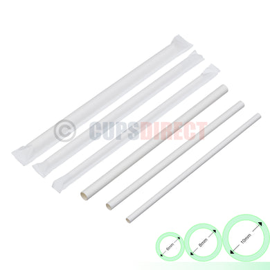 Individually Wrapped White Paper Straw Range