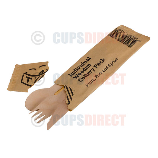 Wooden Cutlery Pack, Knife, Fork and Spoon