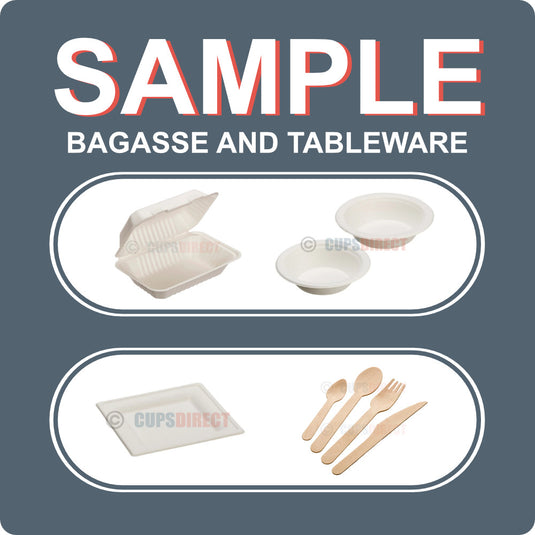 Sample pack of bagasse bowls, plates and compostable tableware