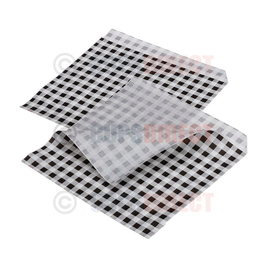 Gingham Greaseproof Paper Bags – Open Sided