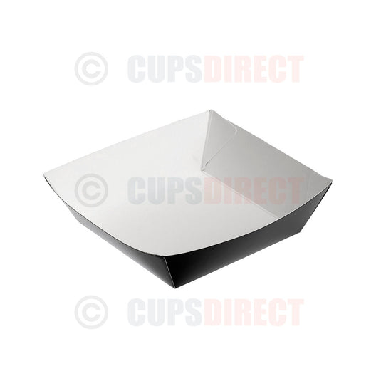 Black compostable large paper burger tray