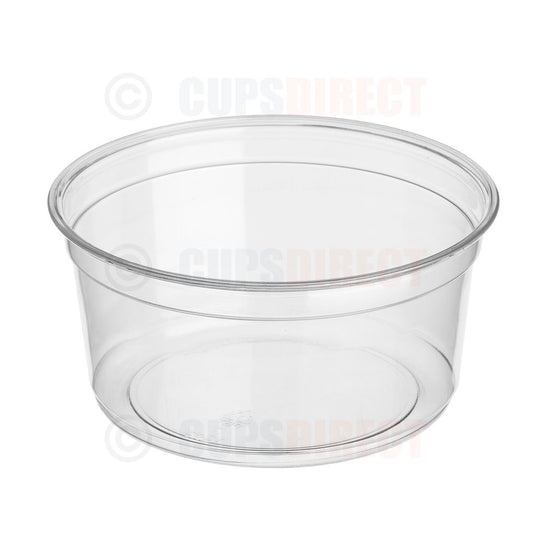 Medium 12 oz Diamond PET deli pot as a clear container for salads and meals