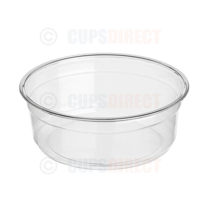 Small 8 oz Diamond PET deli pot as a clear plastic container for dips and small sides