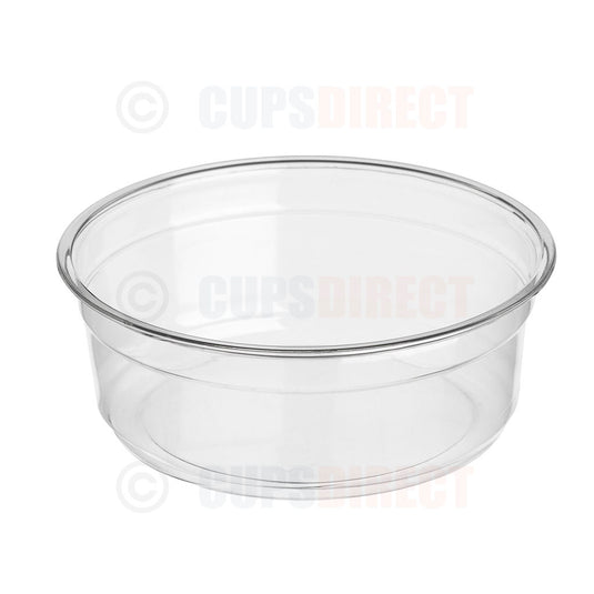 Small 8 oz Diamond PET deli pot as a clear plastic container for dips and small sides