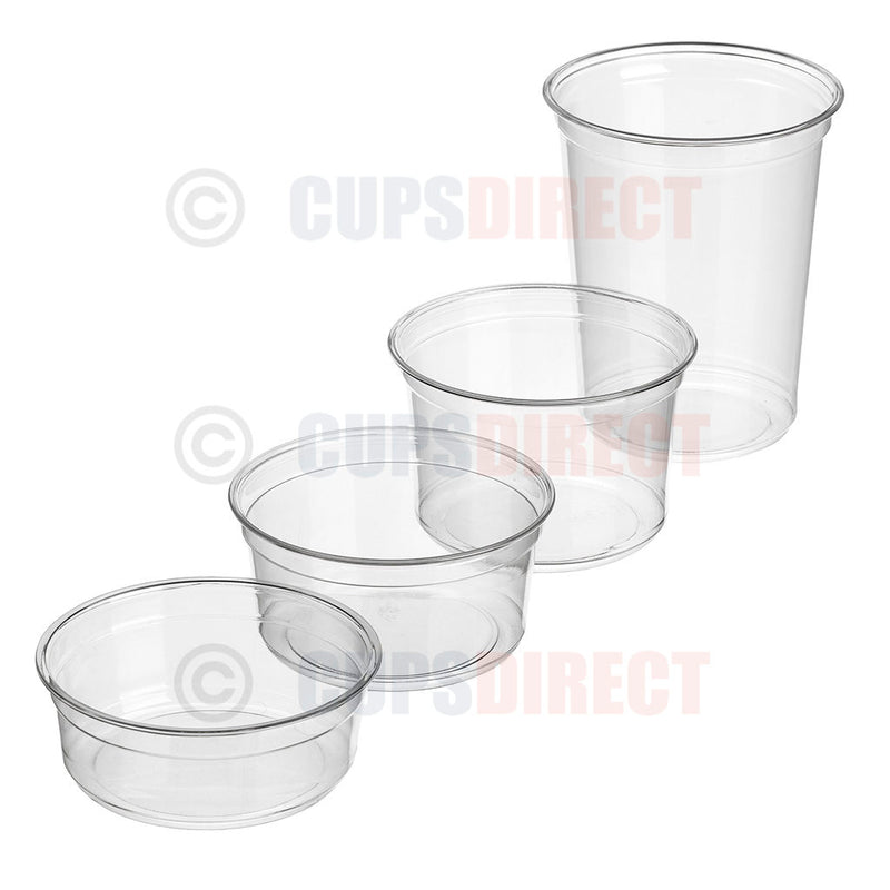Load image into Gallery viewer, Clear Diamond PET deli containers stacked together for food storage and display
