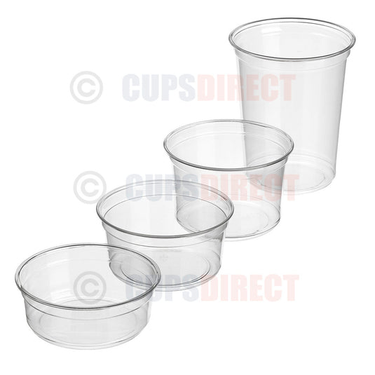 Clear Diamond PET deli containers stacked together for food storage and display