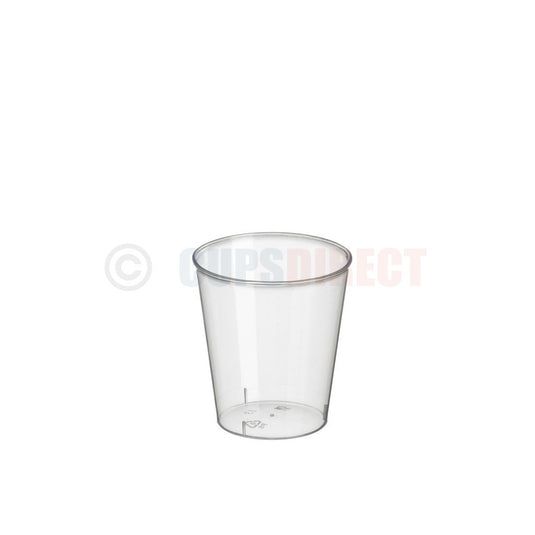 50ml clear plastic double measure shot glass suitable for bars and events
