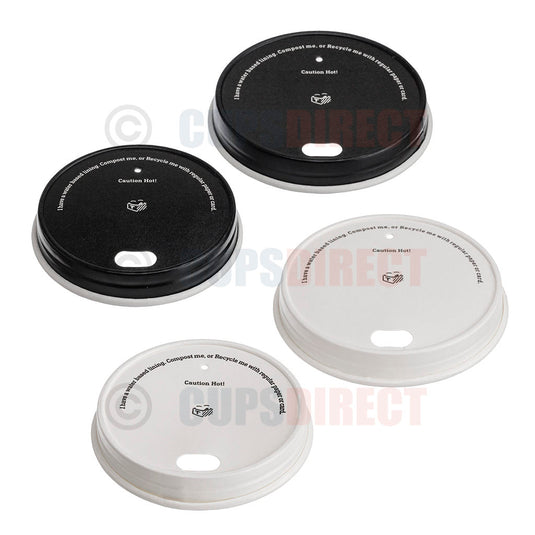 White and black paper hot cup lids size chart, 80mm and 90mm diameter 