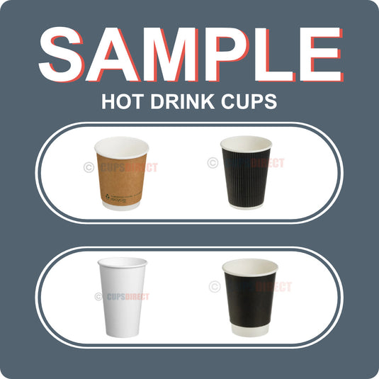 Hot drink cup sample set including various paper cup styles