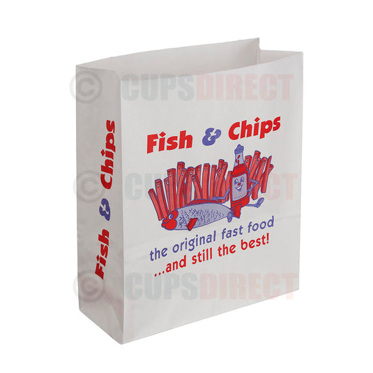 Large fish and chip grab bag suitable for takeaway portions