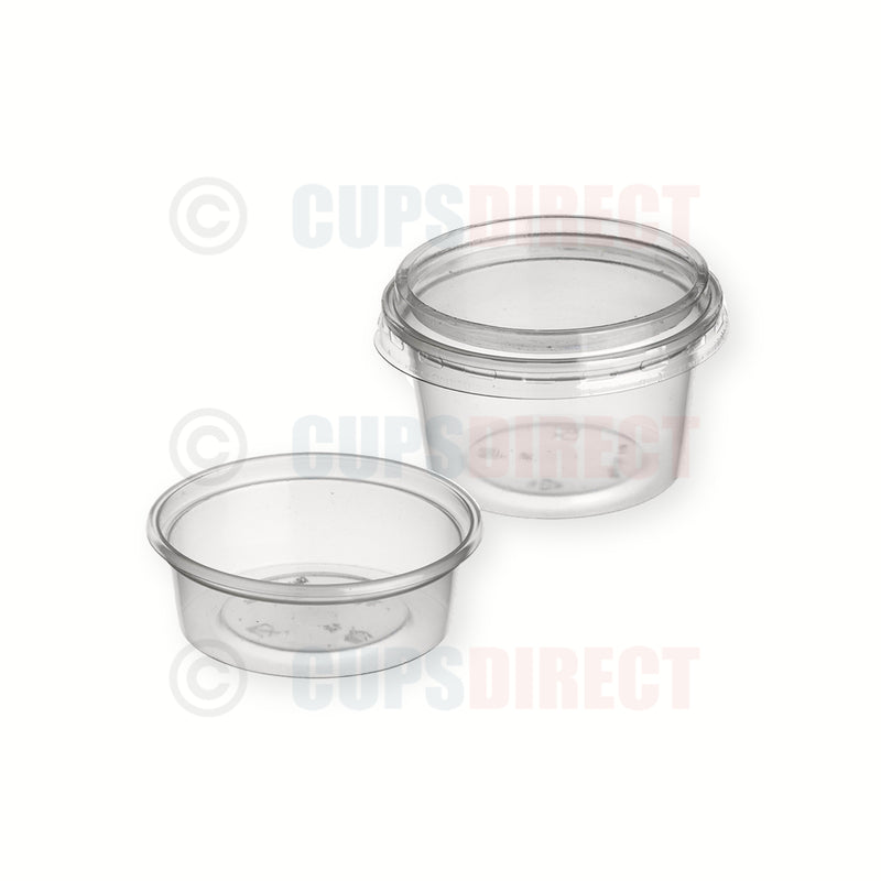 Load image into Gallery viewer, 2oz and 4oz PET sauce dipping pots with lids range
