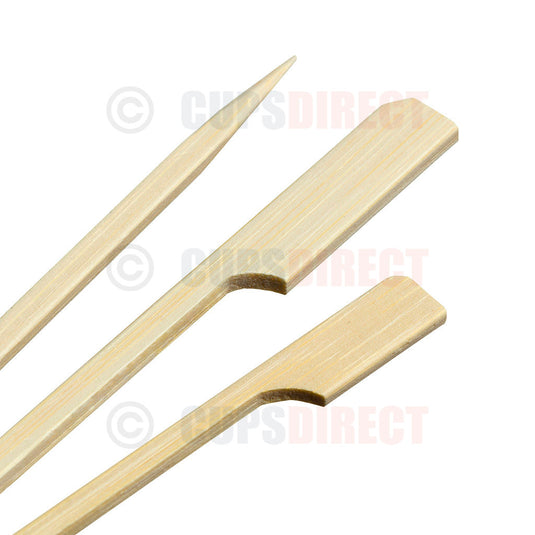 Close-up view of premium bamboo paddle skewer finish