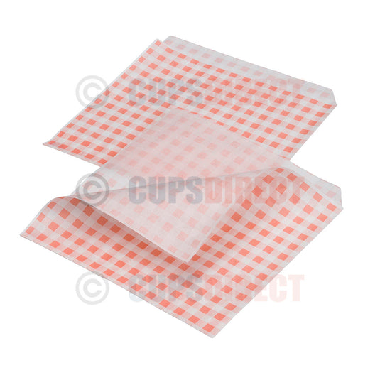 Gingham Greaseproof Paper Bags – Open Sided