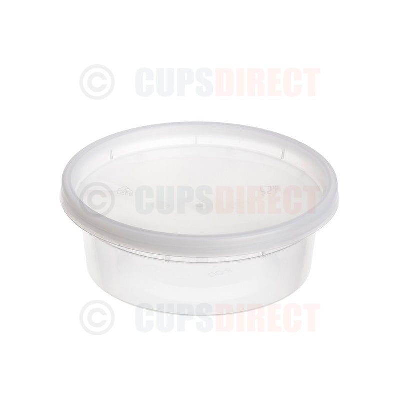 Load image into Gallery viewer, Small round microwavable plastic deli container with secure lid for food storage
