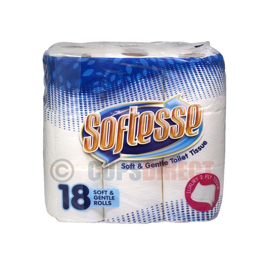 Softesse 54 roll pack of 2 ply white toilet rolls suitable for washrooms