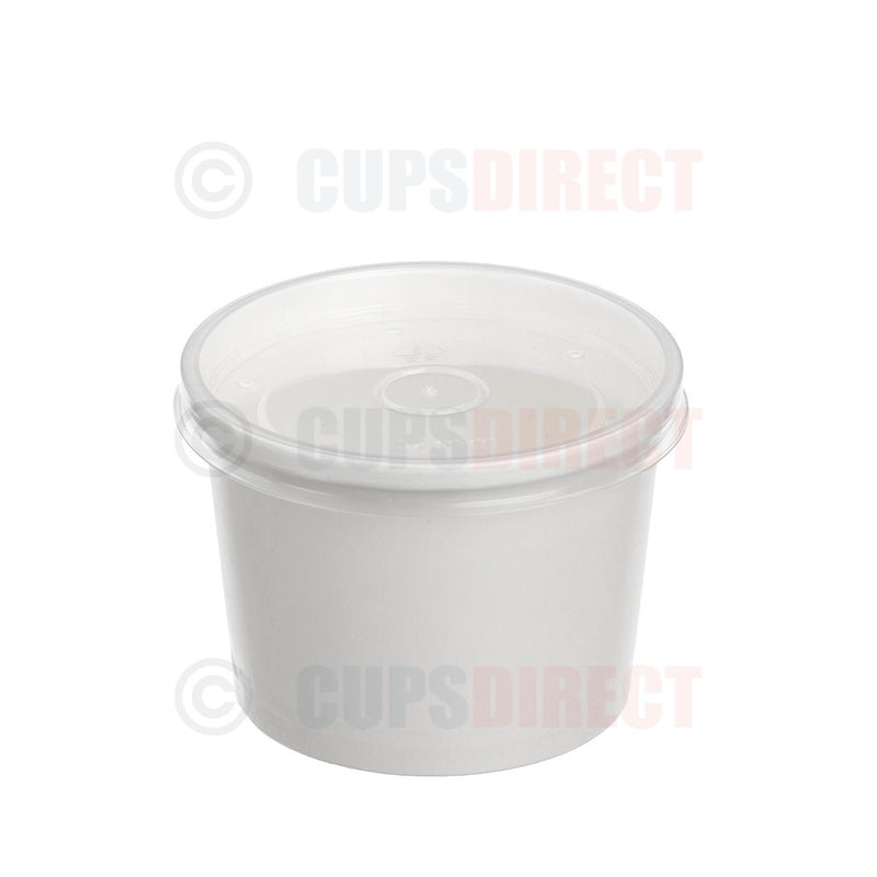Load image into Gallery viewer, 12oz white heavy duty soup container with 96mm PP lid
