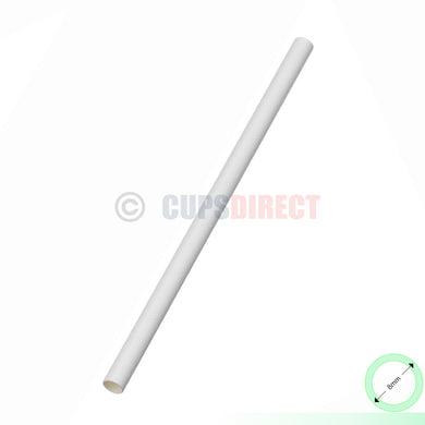 8mm Paper Smoothie Straw White