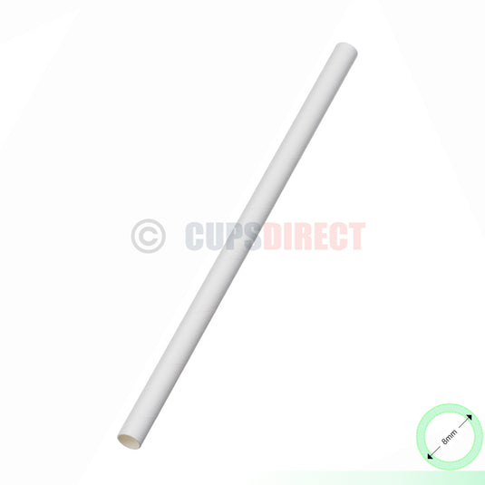 8mm Paper Smoothie Straw White