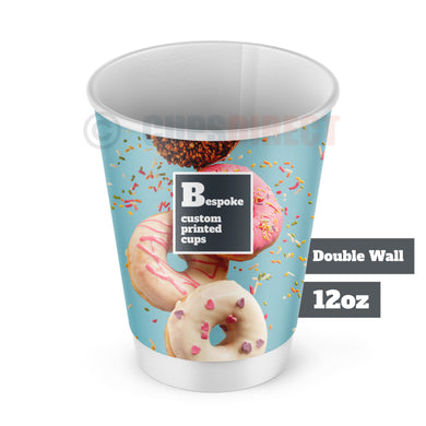 12oz Custom Print Bespoke Paper Cups, Double Wall