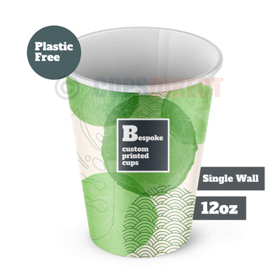 12oz Custom Print Bespoke Paper Cups, Single Wall